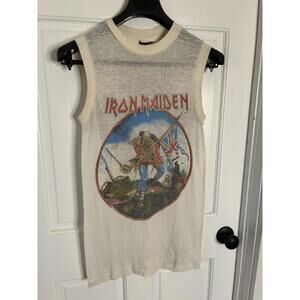 Vintage Iron Maiden British Metal Onslaught 1983 Tour Sleeveless Shirt
